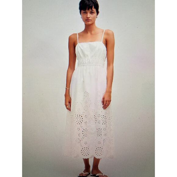 NWT Madewell embroidered tank midi dress in poplin 0 white - Picture 1 of 10